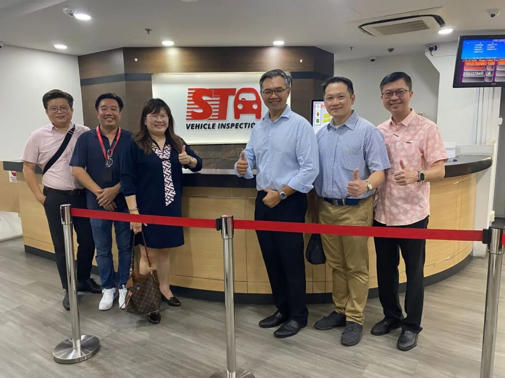 Johor Trucking Association committee members at the reception desk of the STA Vehicle Inspection Centre. (Photo: JTA/Facebook)